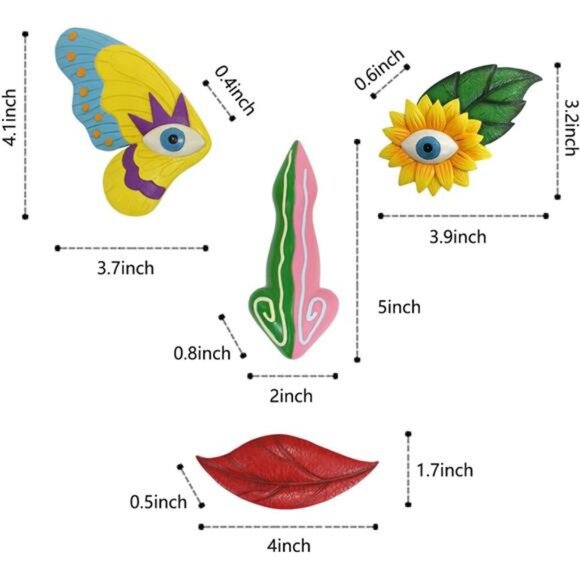 Tree Faces Decor ,Funny Tree Faces Sculpture, Colorful Fence Decorations Outdoor - Picture 6 of 7